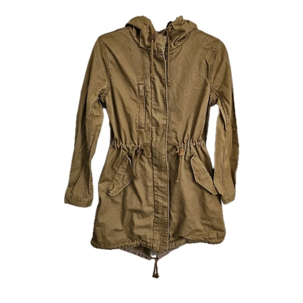 Madewell Jacket Womens Small Brown Lightweight Fishtail Anorak Utility Hooded